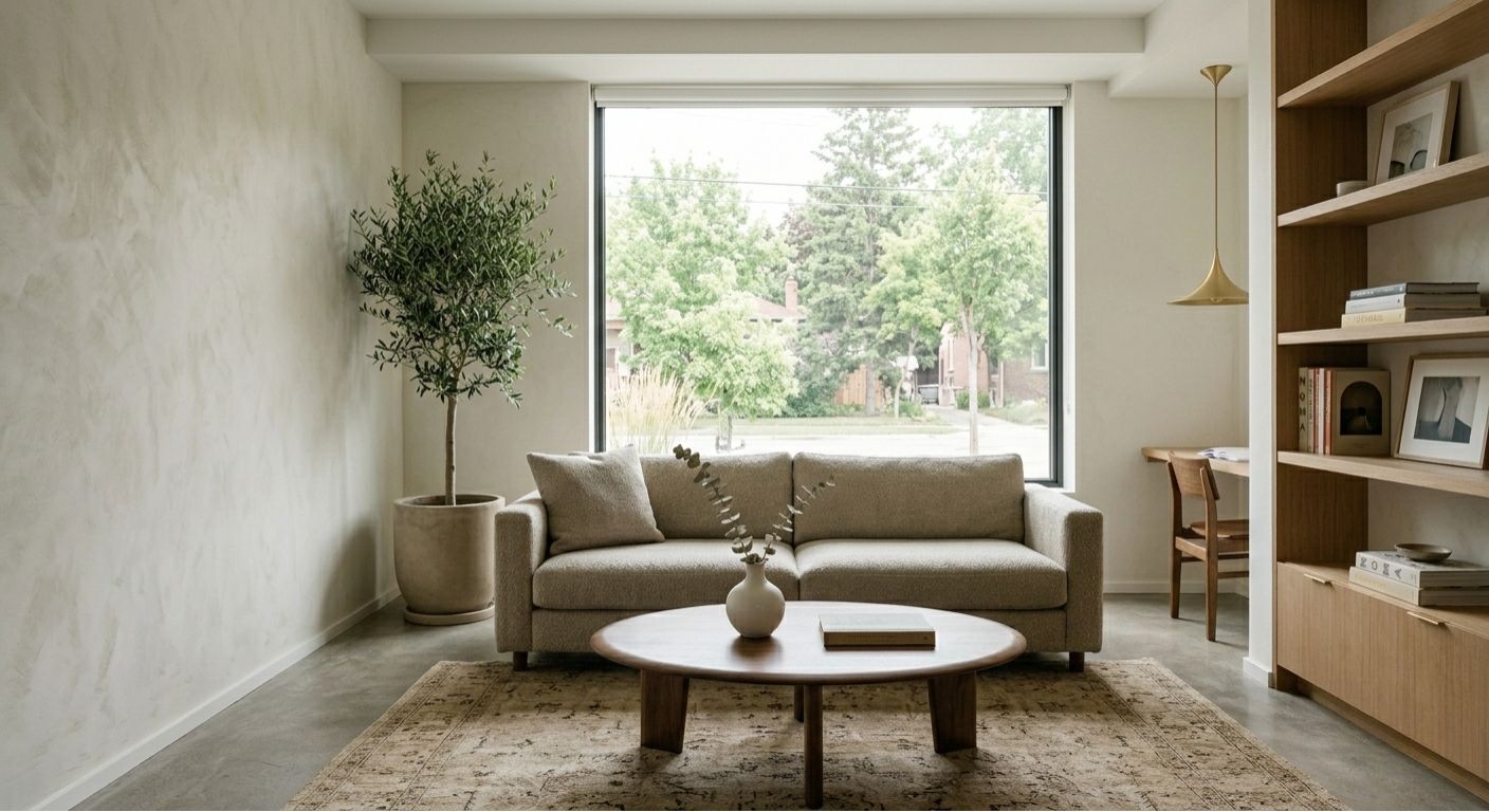 Minimal living room with natural light